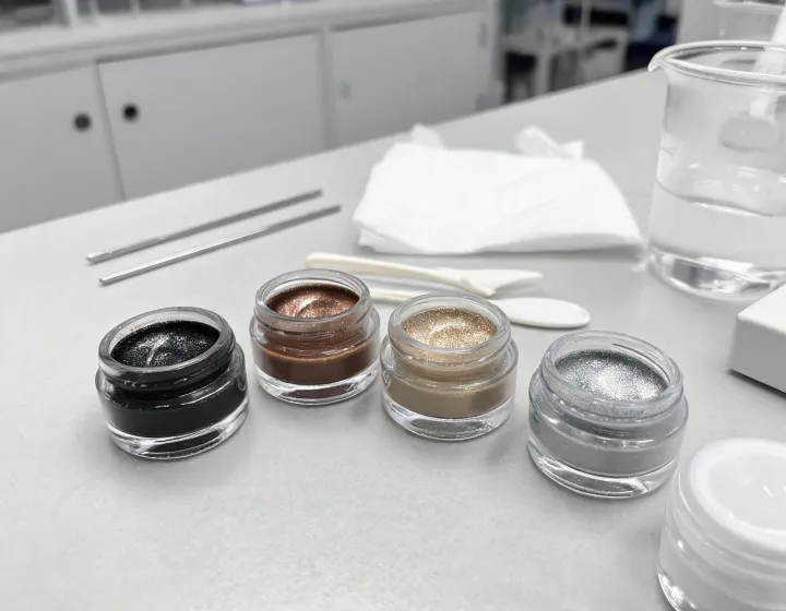 Cat Eye Gel Sourcing on a cosmetics bench, illustration only