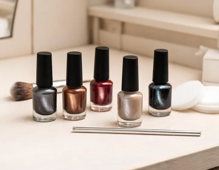 top rated cat eye gel polish sets on a cosmetics bench, illustration only