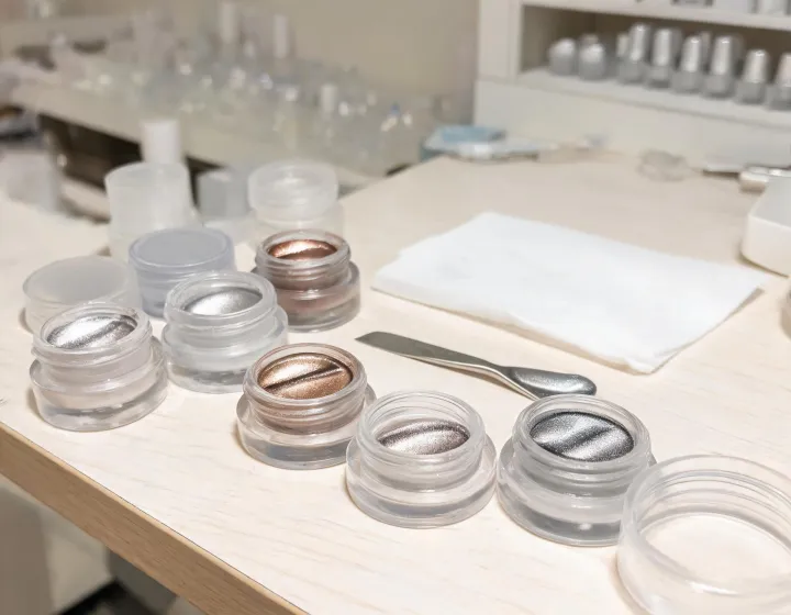 cat eye gel supplier on a cosmetics bench, illustration only