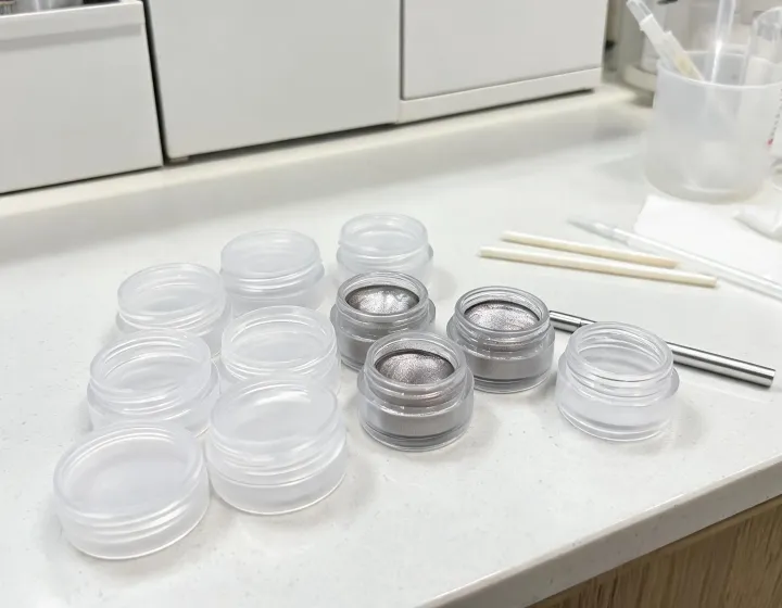 cat eye gel manufacturer on a cosmetics bench, illustration only